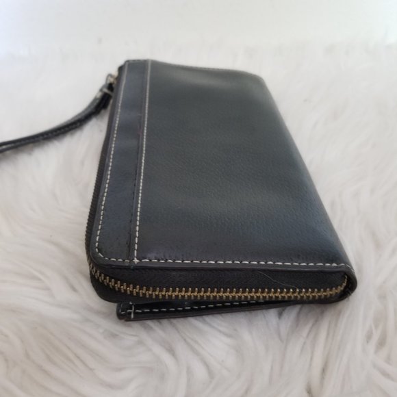 Kate Spade Large Wristlet Carryall Wallet Black Pebbled Leather Gold - Picture 6 of 13